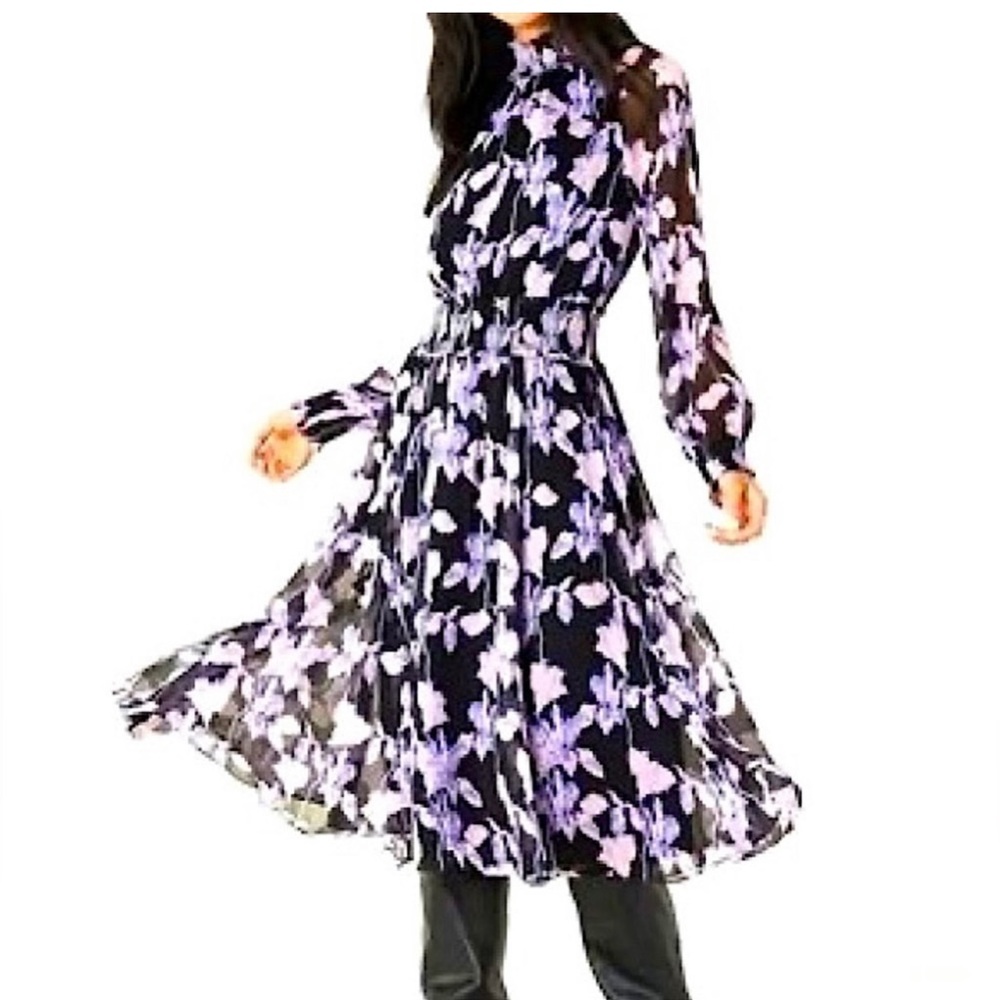 NWT O.P.T. Black Sheer Purple Floral Dress Sz XS Summer Vacay Party Formal Date